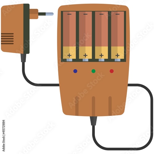 Battery charger vector icon isolated on white background