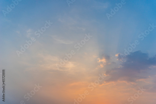 Colorful sunset. Natural sky background texture  beautiful color. Sunset landscape in the sky after sunset. Beautiful view of sky with clouds at sunrise