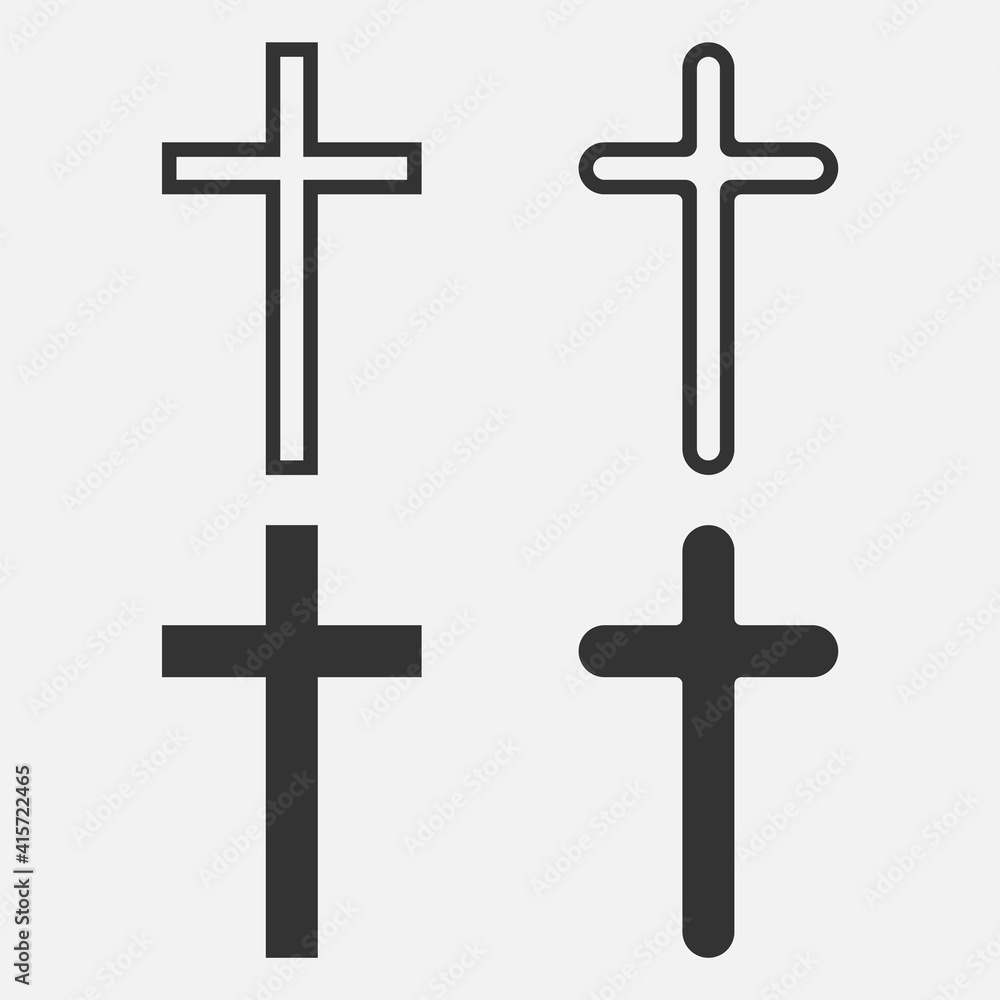 Christian Cross icon logo app, UI. Vector illustration.