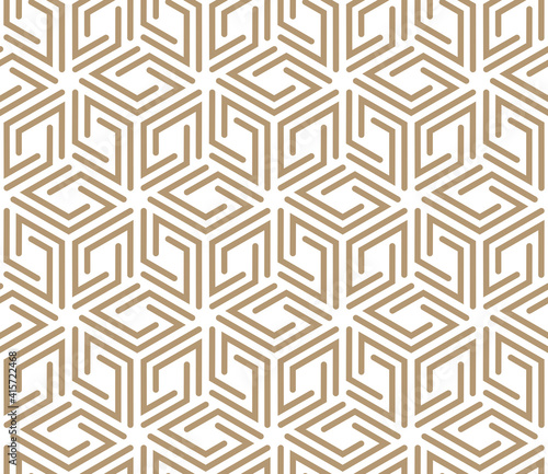Abstract geometric pattern. A seamless vector background. White and beige ornament. Graphic modern pattern. Simple lattice graphic design