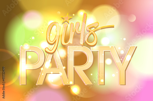 Girl's party invitation vector card