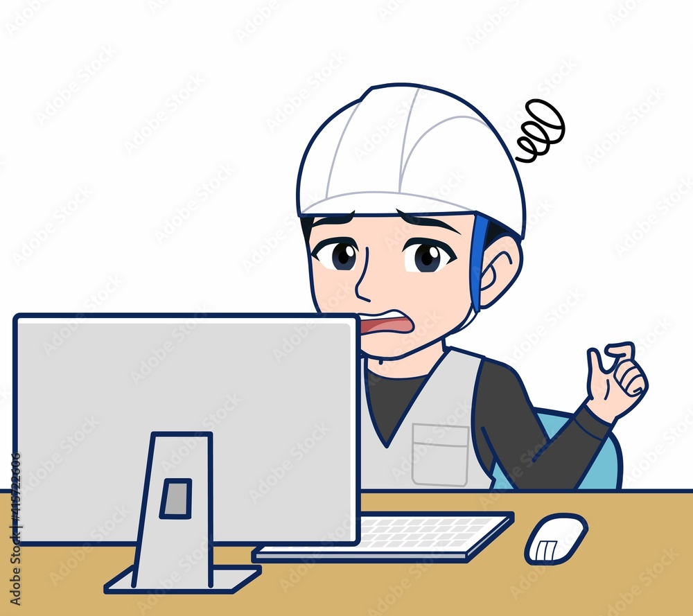 工事現場にいる作業員の男性 工事現場にいる作業員の男性