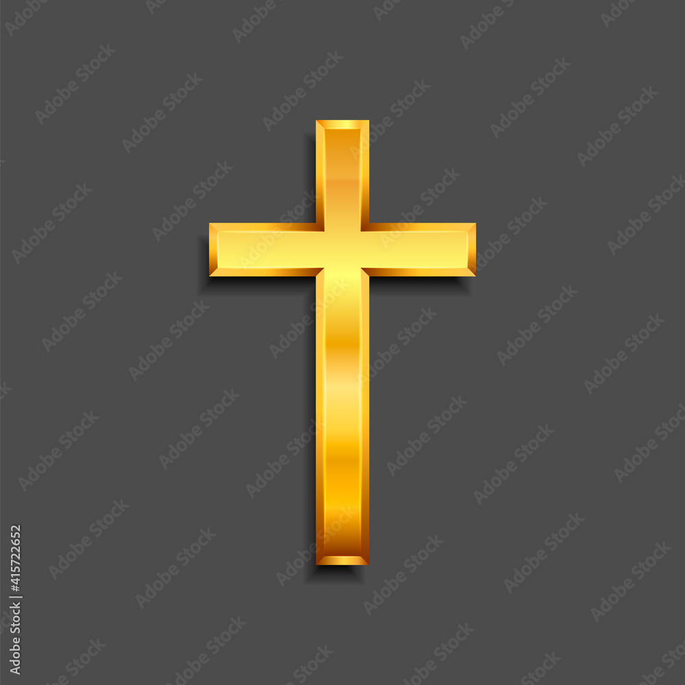 Golden Christian cross. Realistic cross isolated on background. Vector illustration. Golden Christian cross. Realistic cross isolated on background. Vector illustration.