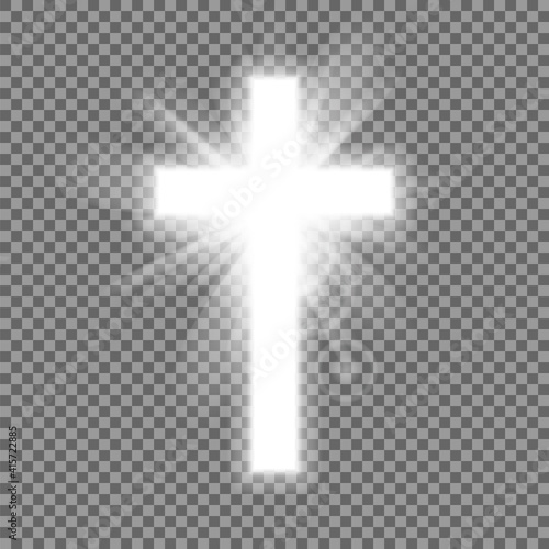 Christian heaven. Holy light glow effect. Vector shine symbol of christianity illustration. Vector illustration.
