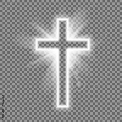 Christian heaven. Holy light glow effect. Vector shine symbol of christianity illustration. Vector illustration.
