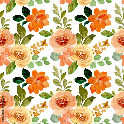 Watercolor rose flower seamless pattern