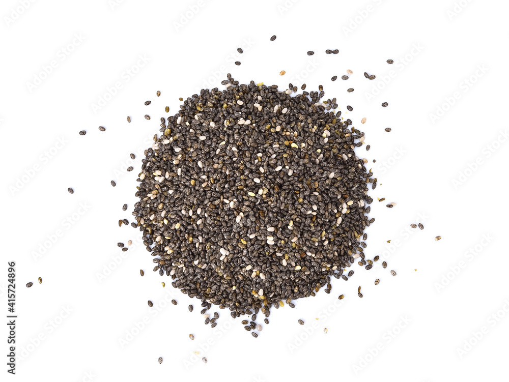 Chia seeds isolated with white background. Chia seeds isolated with white background.
