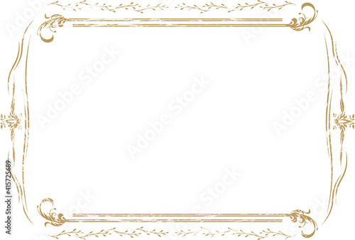 アンティークなカリグラフィーの枠素材(横)