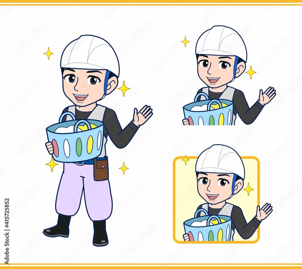 工事現場にいる作業員の男性