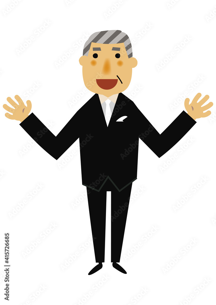 人物の素材。
パーティーのイメージイラスト。
フォーマルスーツのシニア男性。
