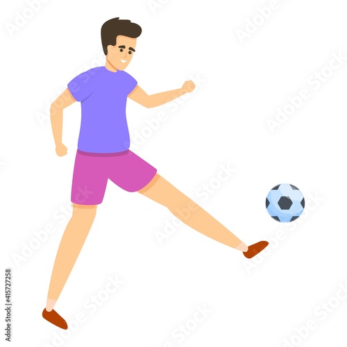 Kid play soccer icon. Cartoon of kid play soccer vector icon for web design isolated on white background © nsit0108