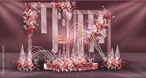 Pink wedding dessert area design