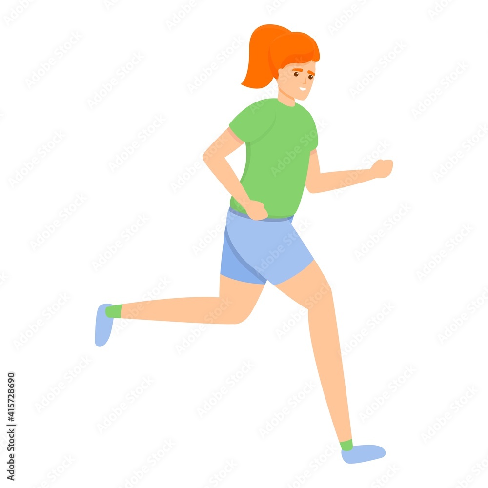 Girl morning running icon. Cartoon of girl morning running vector icon for web design isolated on white background Girl morning running icon. Cartoon of girl morning running vector icon for web design isolated on white background