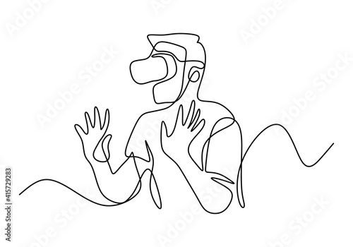 Man in glasses device virtu...