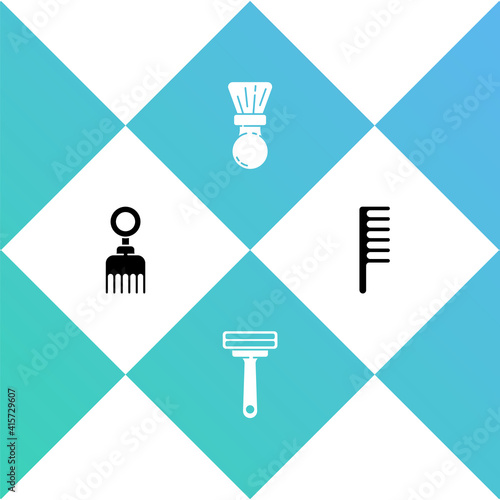 Set Hairbrush, Shaving razor, and icon. Vector.