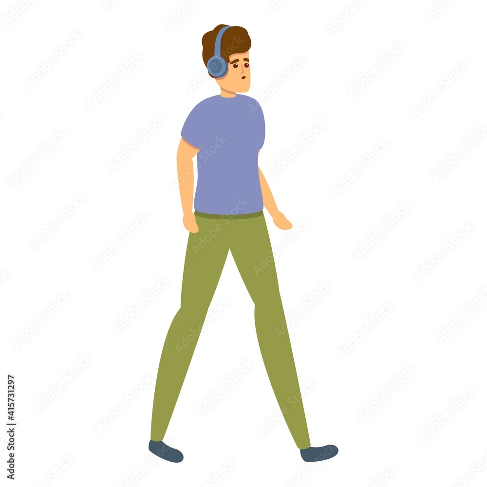 Careless boy with headphones icon. Cartoon of careless boy with headphones vector icon for web design isolated on white background Careless boy with headphones icon. Cartoon of careless boy with headphones vector icon for web design isolated on white background