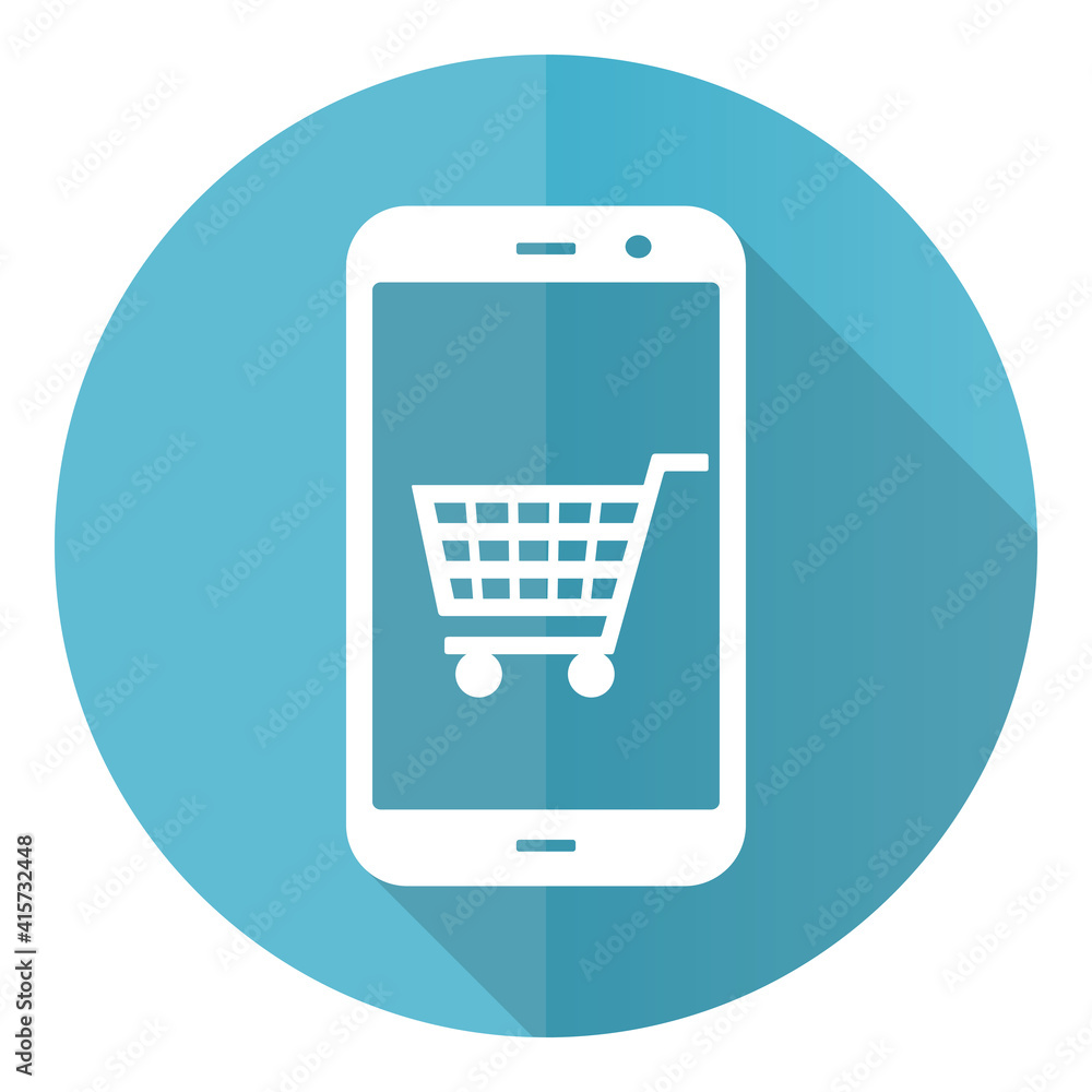Online shop blue icon, flat design vector illustration in eps 10 for webdesign and mobile applications Online shop blue icon, flat design vector illustration in eps 10 for webdesign and mobile applications