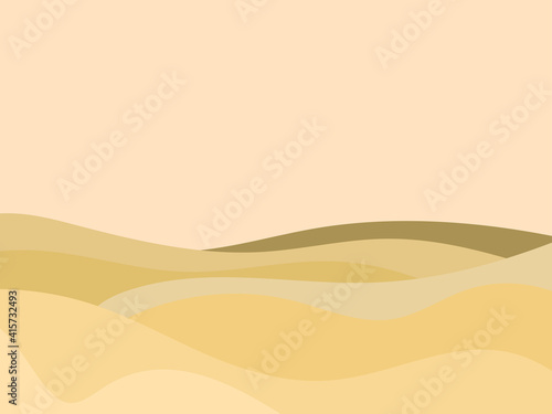 Desert landscape with dunes in a minimalist style. Flat design. Boho decor for prints  posters and interior design. Mid Century modern decor. Vector illustration