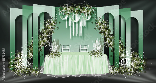 White green wedding arrangement plan vector