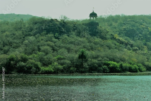 abandoned tomb on the lake