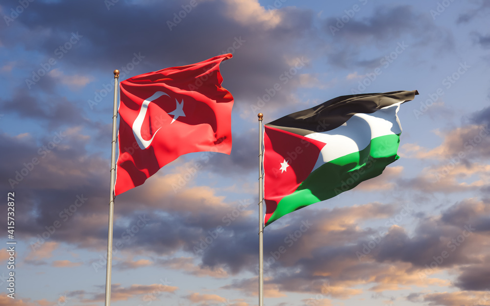 Flags of Jordan and Turkey.