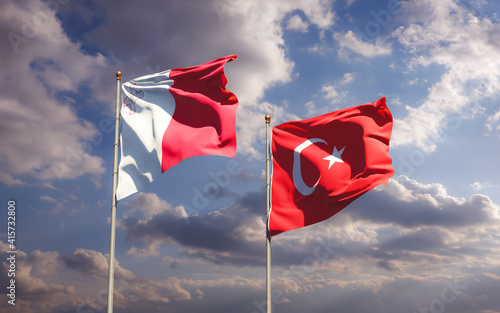Flags of Malta and Turkey.