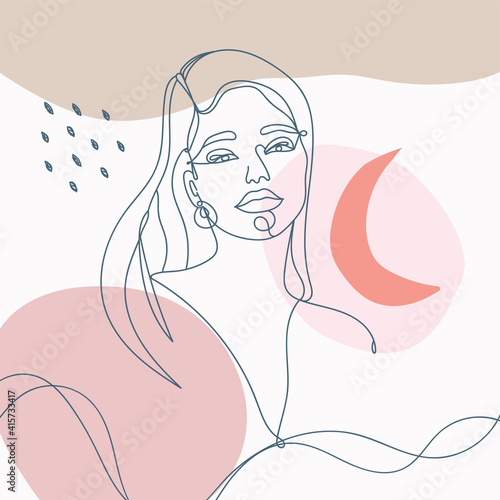 Abstract line female head decorative painting