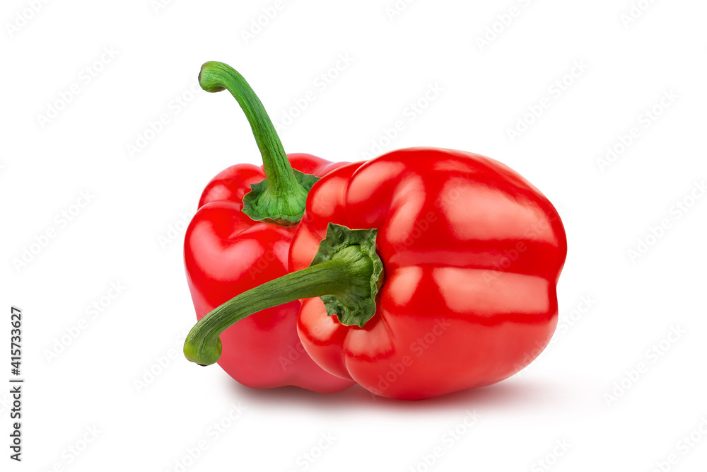 Two ripe bell peppers. Isolated on a white background. Two ripe bell peppers. Isolated on a white background.