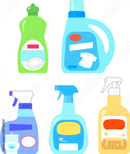 家庭用洗剤のイラストセット