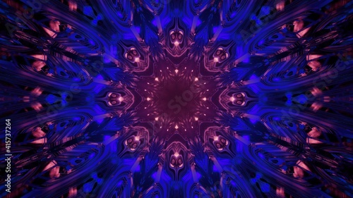 Futuristic kaleidoscope pattern 3d illustration