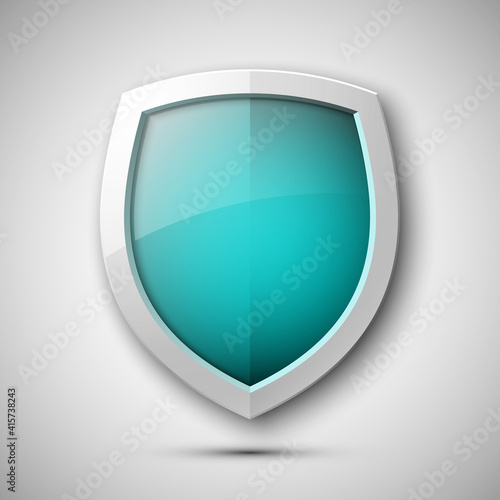 Protection shield concept. Safety badge icon. Privacy banner. Security label. Defense tag. Presentation sticker shape illustration