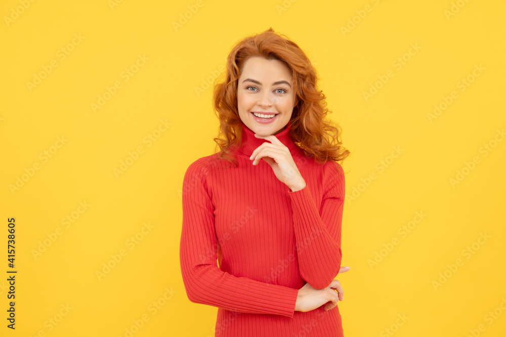 Portrait of beautiful cheerful redhead girl curly hair smiling laughing looking at camera Portrait of beautiful cheerful redhead girl curly hair smiling laughing looking at camera