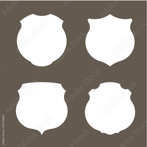 Protect guard shield plain line concept. Outline shield badge. Safety icon set. Privacy banner kit. Security label. Flat style protect sticker symbol shape. Safeguard simple sign. linear pictogram