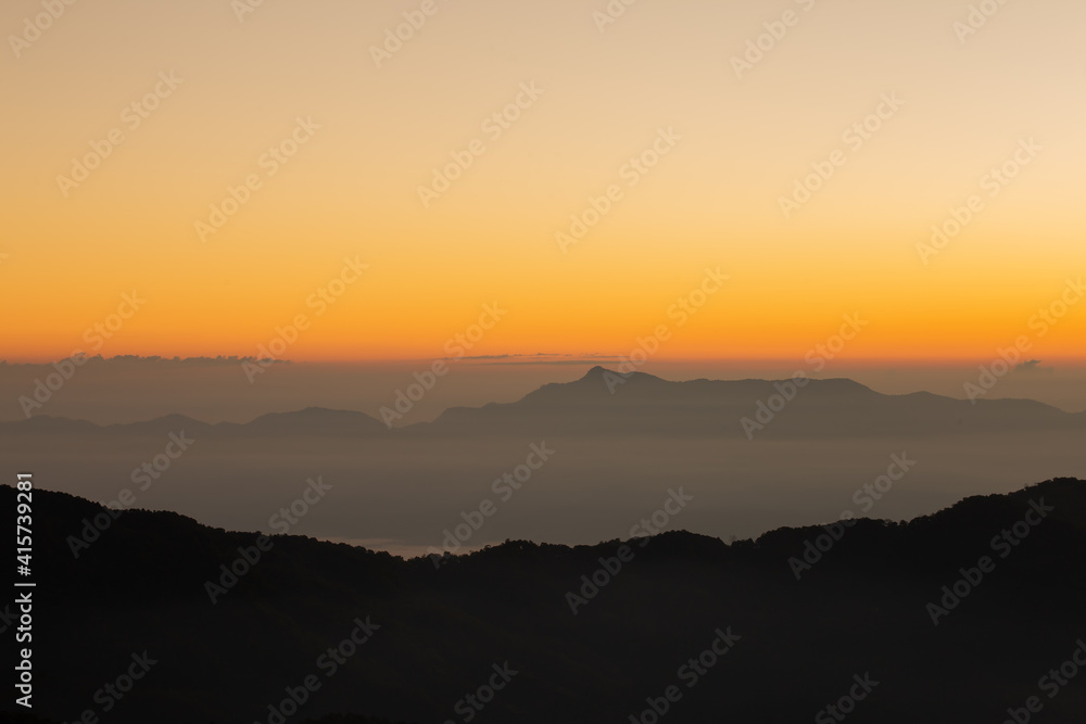 On the top of the mountain, in the morning the sun shone beautifully On the top of the mountain, in the morning the sun shone beautifully