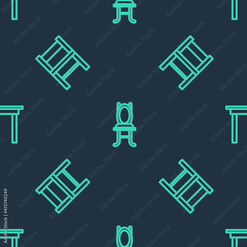 Set line Chair, and Wooden table on seamless pattern. Vector. Set line Chair, and Wooden table on seamless pattern. Vector.