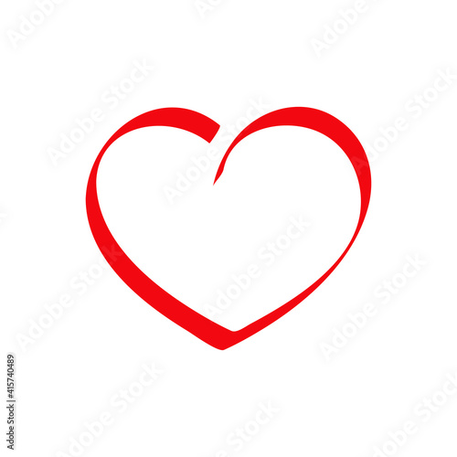 Día de San Valentín. Logotipo corazón dibujado a mano con lineas en color rojo