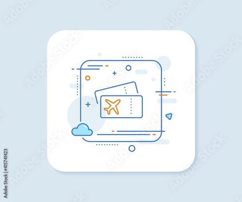 Boarding pass line icon. Abstract square vector button. Airplane tickets sign. Check in flight symbol. Boarding pass line icon. Quality concept badge. Vector