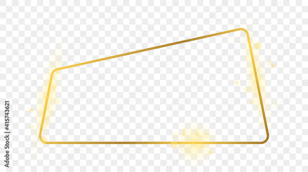 Gold glowing rounded trapezoid shape frame Gold glowing rounded trapezoid shape frame