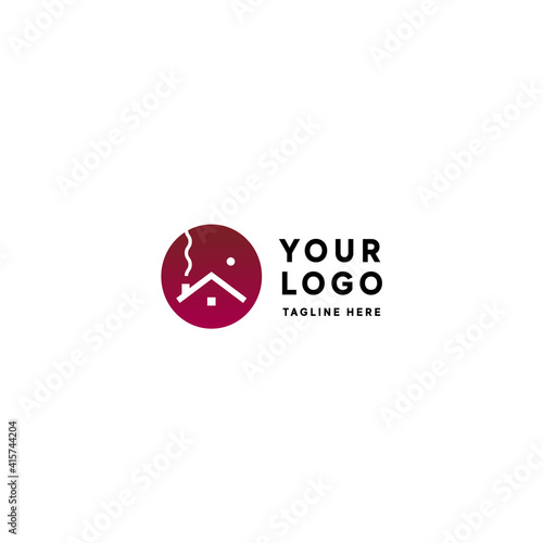 House home roof hotel hostel apartments logo vector icon design