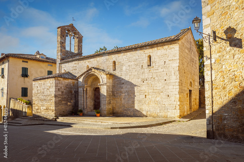 The old church of St Mary of the Assumption (Santa Maria Assunta), X1 century, San Quirico d'Orcia, Italy
