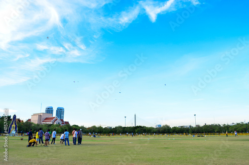Wallpaper Mural Kite fighting in Royal plaza Bangkok city, recreation and people concept. Sport and activity during the summer Torontodigital.ca