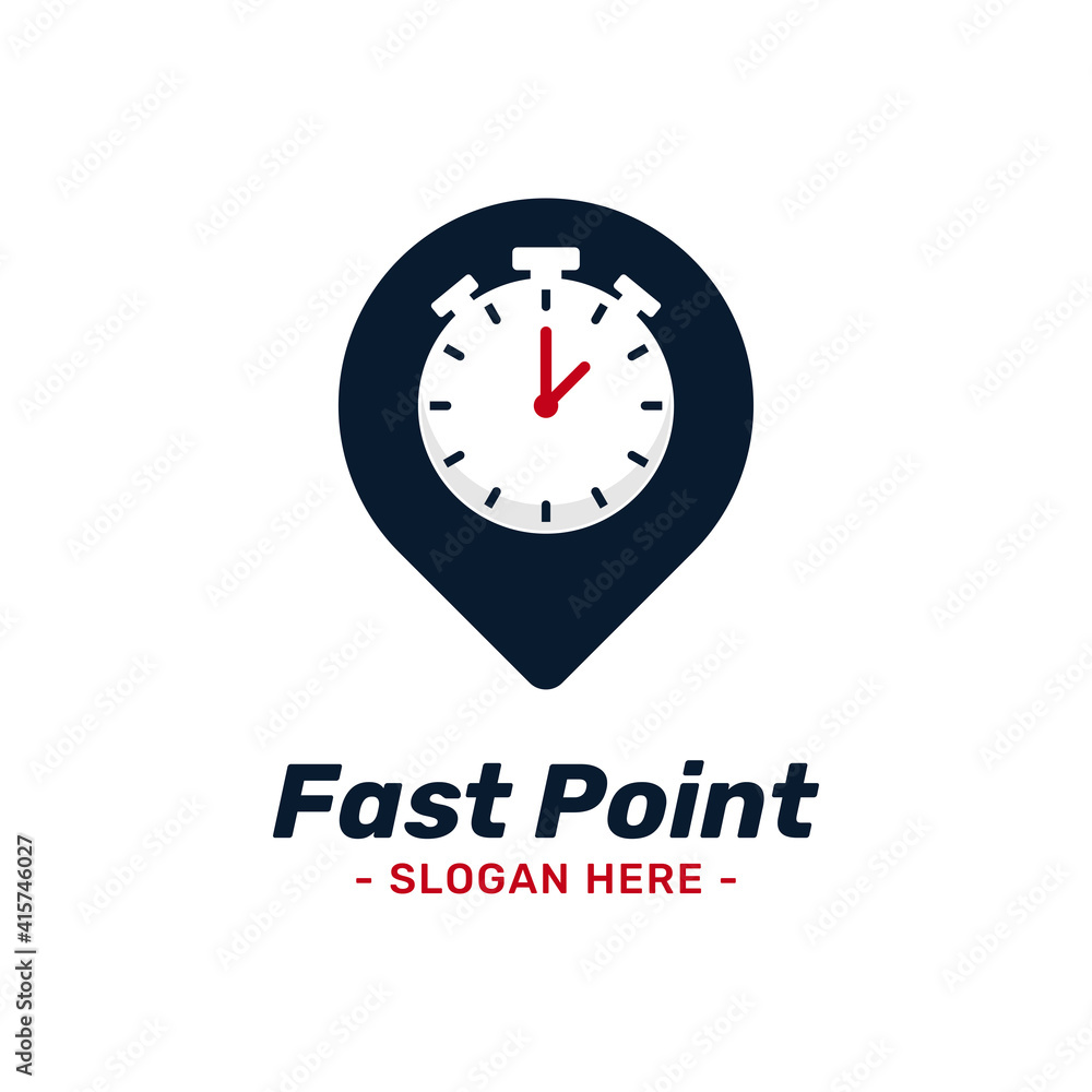 Fast point logo design template. Pin marker icon with timer combination. Symbol concept of delivery, courier, express, moving, transport, automotive, etc. Fast point logo design template. Pin marker icon with timer combination. Symbol concept of delivery, courier, express, moving, transport, automotive, etc.