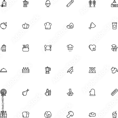 icon vector icon set such as: brewing, spoon, takeaway, baguette, dome, ham, sliced, cereal, leg, edible, cep, brown, aroma, product, chief, fortune, pork, future, cloche, serving, scale, crisp, love