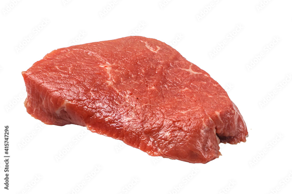 Sirloin Tip Side Steak Raw beef steak on a white background. Isolated