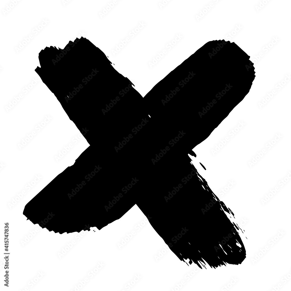 Crossed paint strokes. Black cross in grunge style on a white background Crossed paint strokes. Black cross in grunge style on a white background
