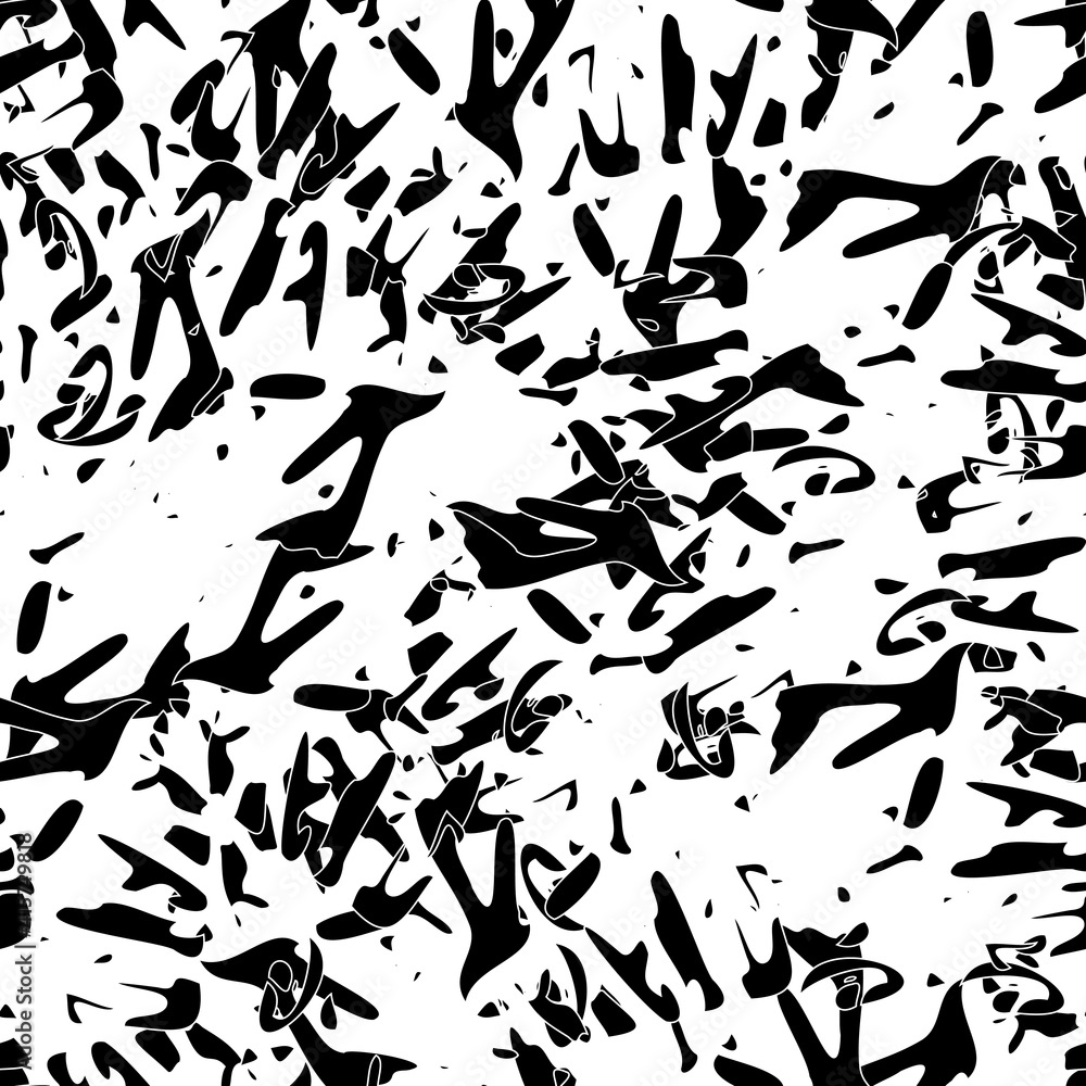Seamless monochrome pattern of abstract elements Seamless monochrome pattern of abstract elements