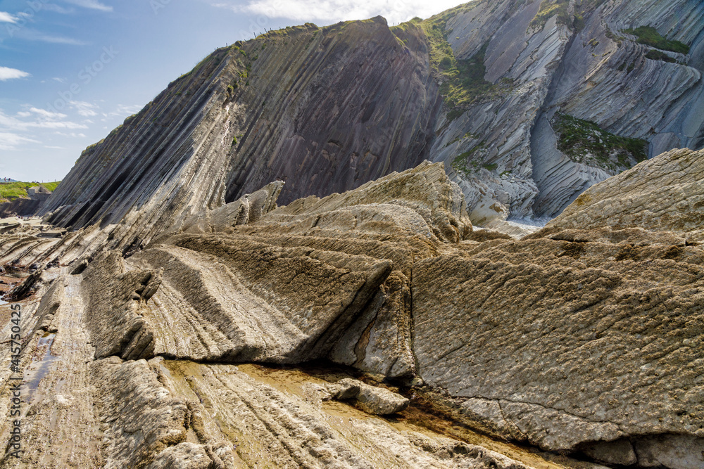 Flysch in the coast of Zumaia, Basque Coast Unesco Geopark, Spain. Flysch in the coast of Zumaia, Basque Coast Unesco Geopark, Spain.