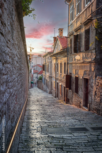 Narrow Street in Medieval Center of Pula City near the Forum Square, Pula, Istria, Croatia