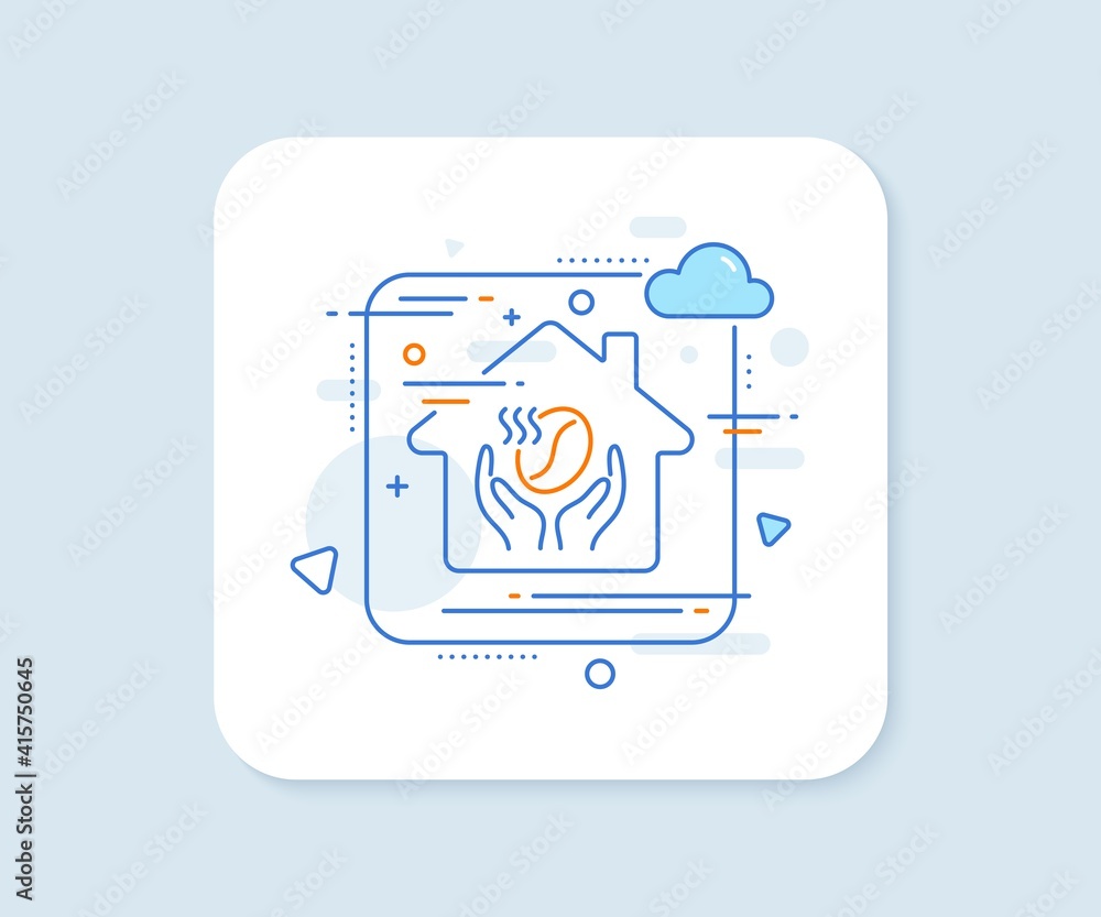 Coffee line icon. Abstract vector button. Hold roasted bean sign. Love caffeine symbol. Coffee line icon. Home concept badge. Vector Coffee line icon. Abstract vector button. Hold roasted bean sign. Love caffeine symbol. Coffee line icon. Home concept badge. Vector