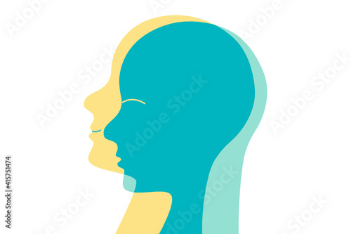Positive feel and thinking icon. Mental health illustration. Person silhouette. Vector. Optimism and hopefulness concept. © Dumitru